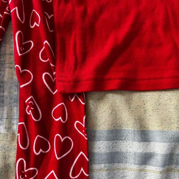 Old Navy Red Valentines Romper Long Sleeve Hearts + Bottom One Set Sz 5T - Picture 7 of 10